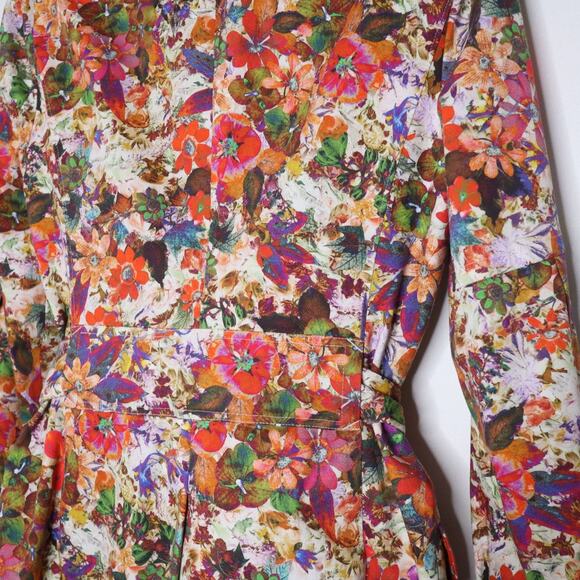 ETCETERA Floral Print Belted Trench Coat Cotton Blend Colorful Summer Women's 6 - Picture 7 of 12